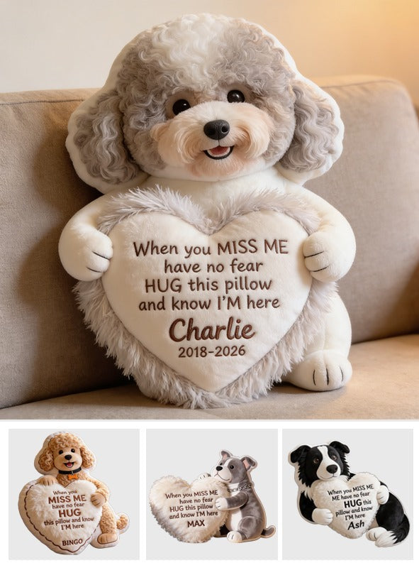 Personalized Curly Fur Poodle Memorial Faux Fur Shaped Pillow