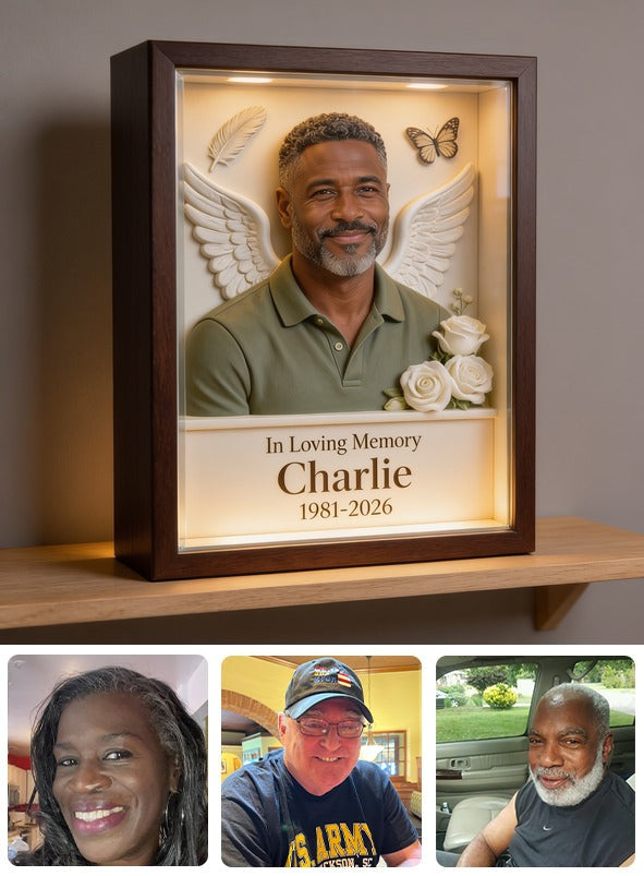 Personalized In Loving Memory Middle-Aged Black Man Memorial Acrylic Plaque, Dad Husband Keepsake