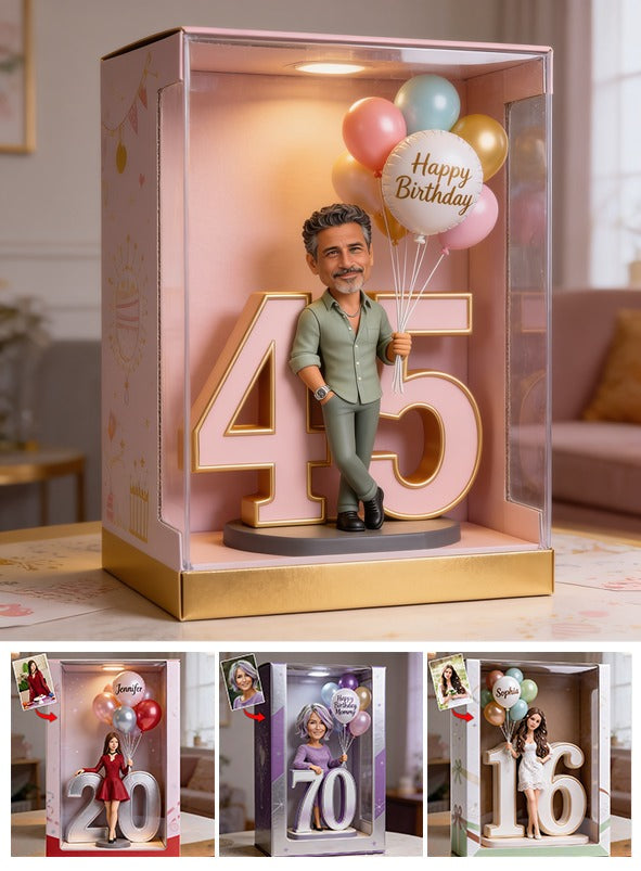 Personalized 45th Birthday Middle-Aged Latino Man Acrylic Display Box