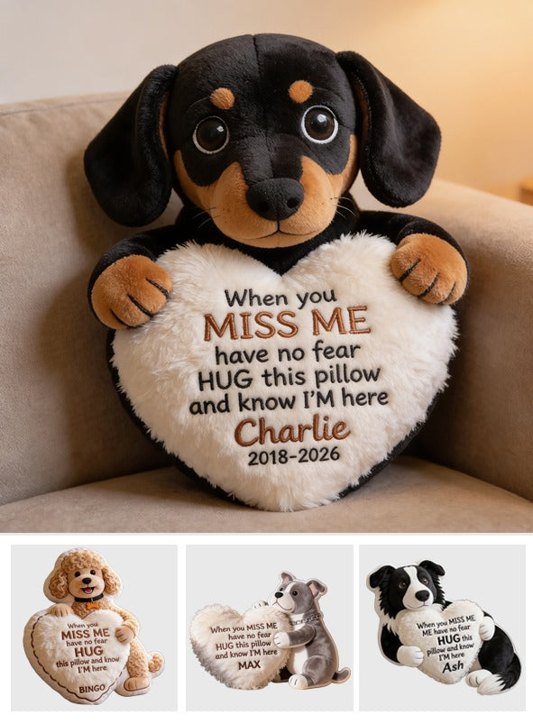 Personalized Dachshund Puppy Memorial Faux Fur Shaped Pillow Pet Loss Gift
