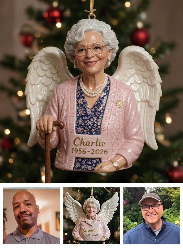 Personalized Christmas Older Black Woman Grandma Memorial 3D Ornament
