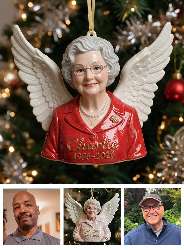 Personalized Christmas Older Woman Grandma Memorial 3D Ornament