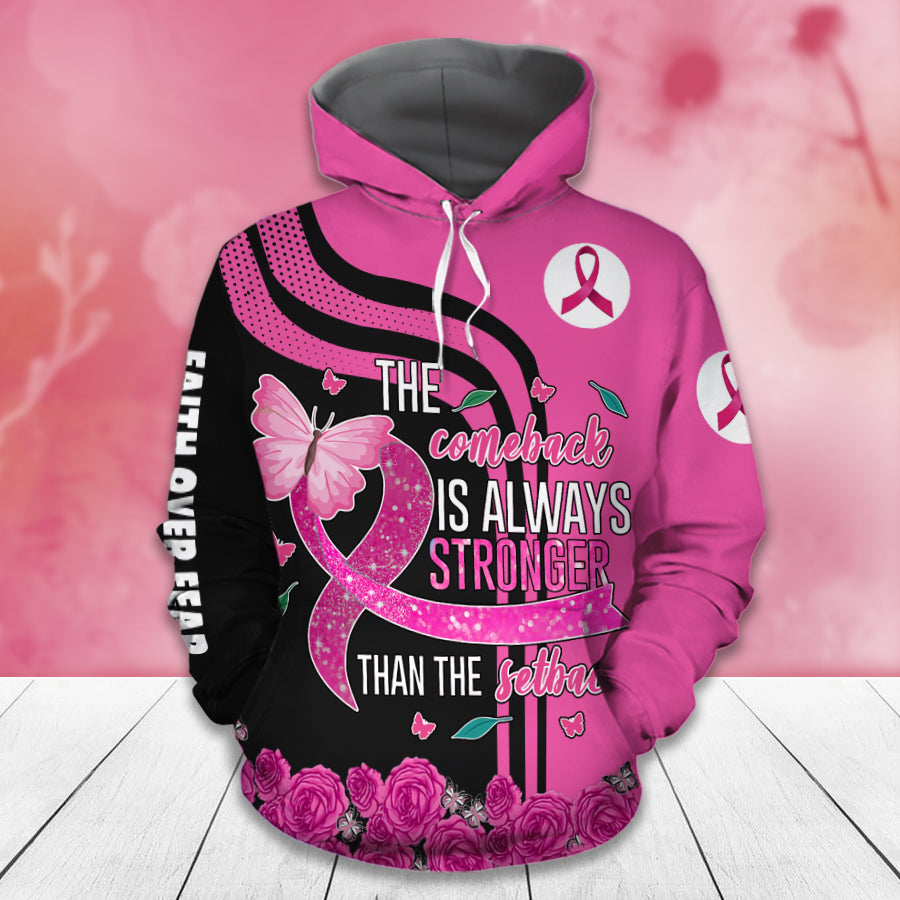 Le retour est toujours plus fort - T-shirt et sweat à capuche de sensibilisation au cancer du sein 0822
