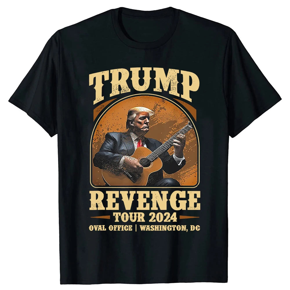 T-shirt graphique « Tournée de vengeance de Trump 2024 » : Soutenez la reprise de l’Amérique ! T-shirts à manches courtes pour femmes et hommes, disponibles en version t-shirt et sweat à capuche.