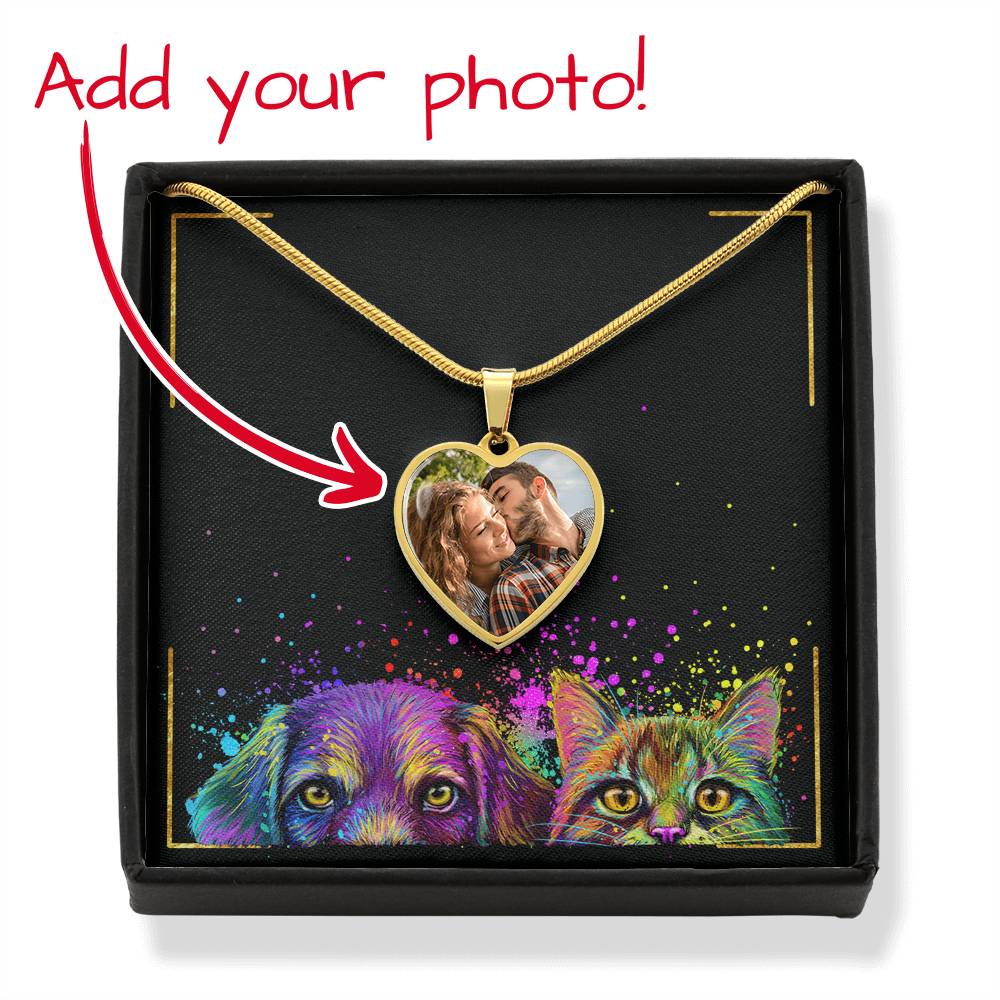 Je les enverrai sans ailes - Collier pendentif cœur chat personnalisé cat6401