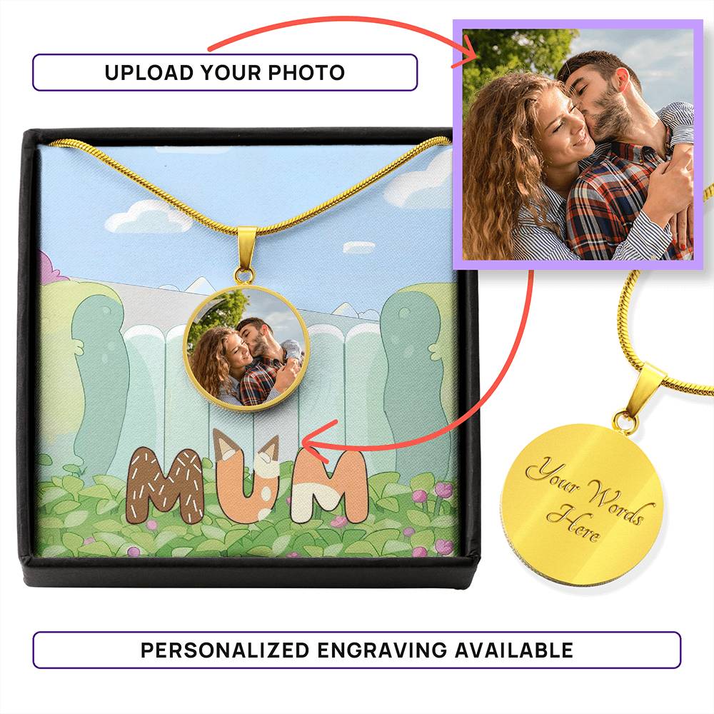 Collier pendentif rond personnalisé « Maman Chien Bleu Mignon » - 12900424003scl1tmm1tr04cu03my01rpn1mth7306
