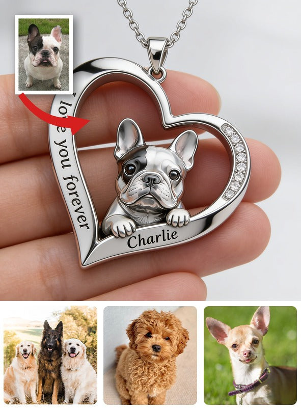 Custom From Any Photo - Personalized French Bulldog Shaped Metal Pendant Necklace