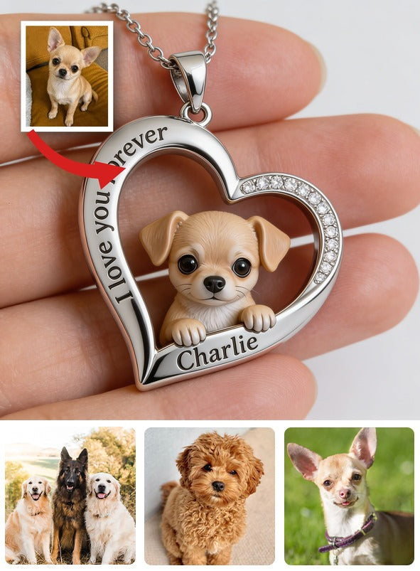Personnalisé à partir de n'importe quelle photo - Collier en métal en forme de chiot Chihuahua
