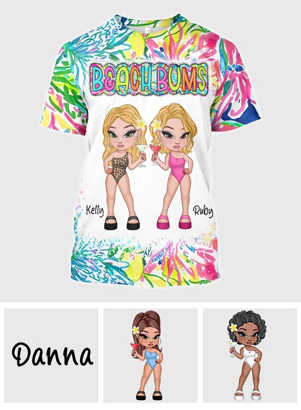 Meilleures amies amoureuses de la mer - T-shirt personnalisé intégral