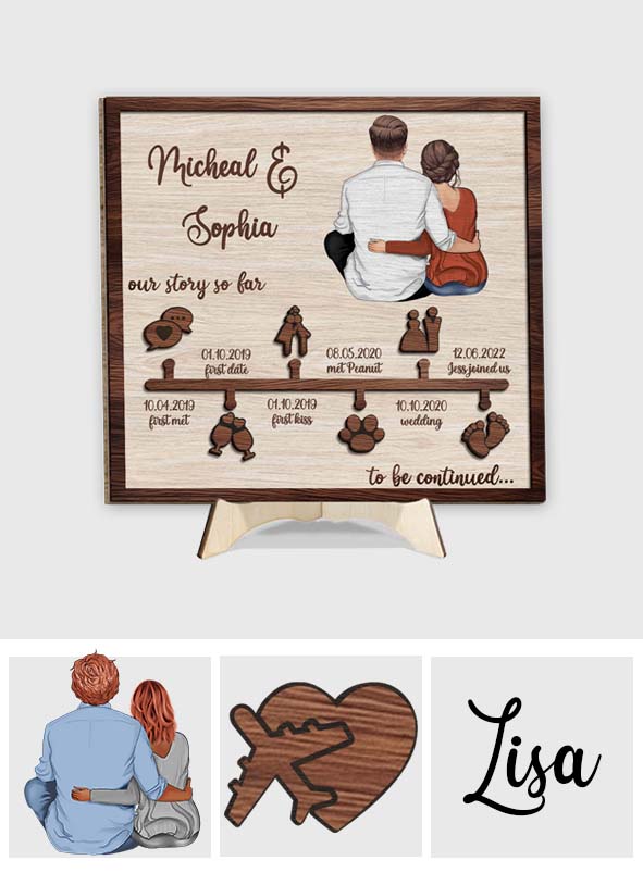 Notre histoire jusqu'à présent - Plaque en bois personnalisée pour couple (2 couches)