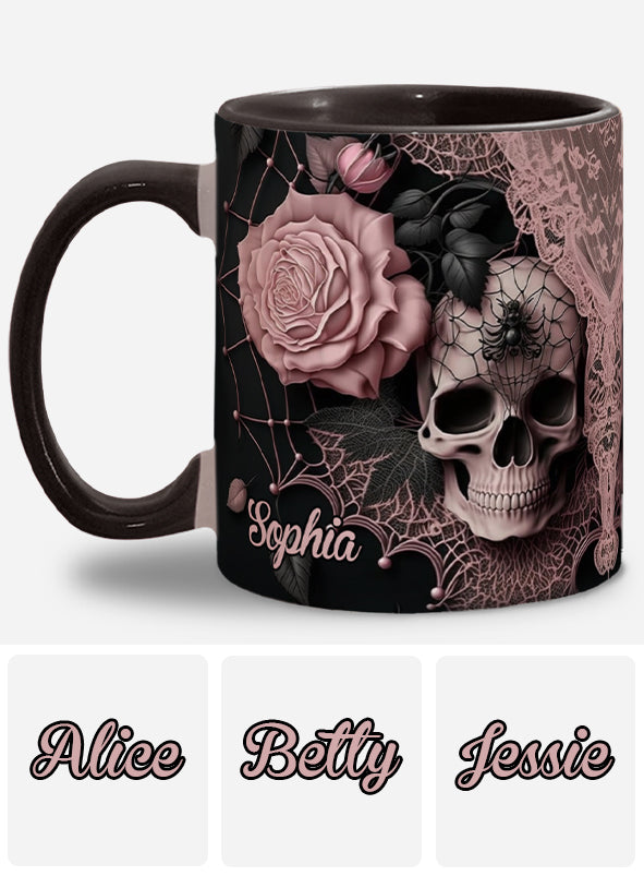 Mug personnalisé à motif de crâne et roses