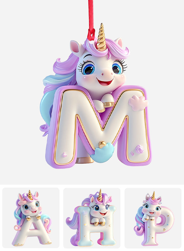 Ornement lettre licorne mignon - Ornement personnalisé pour enfant
