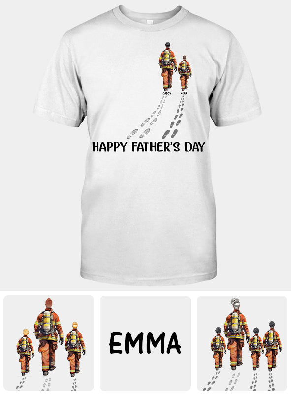 Bonne fête des pères, papa pompier ! - T-shirt et sweat à capuche personnalisés pour pompier