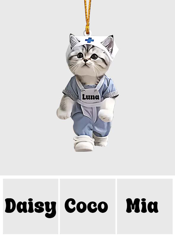 Chat infirmière mignon - Ornement personnalisé pour infirmière