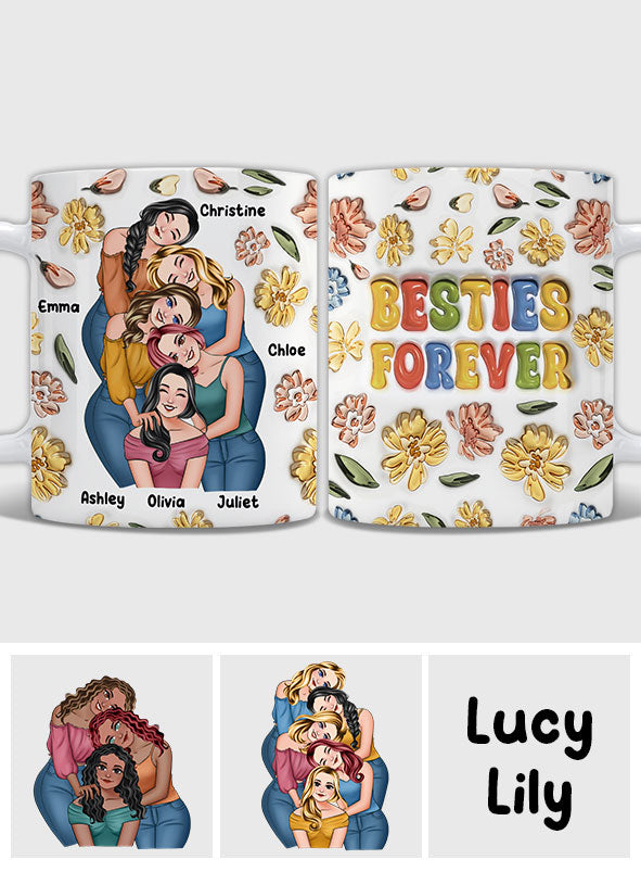 Mug personnalisé « Meilleures amies pour toujours » style floral - Mug personnalisé pour meilleures amies