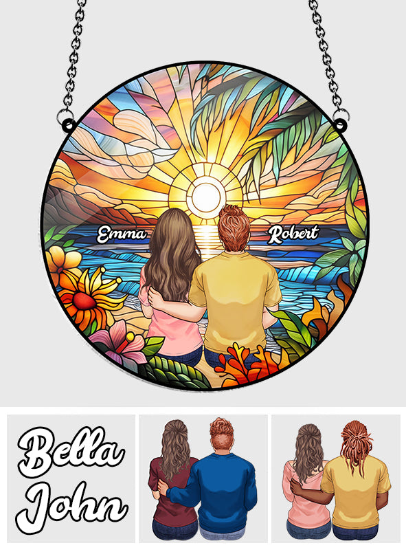 Je t'aime - Ornement attrape-soleil personnalisé pour couple à suspendre à la fenêtre