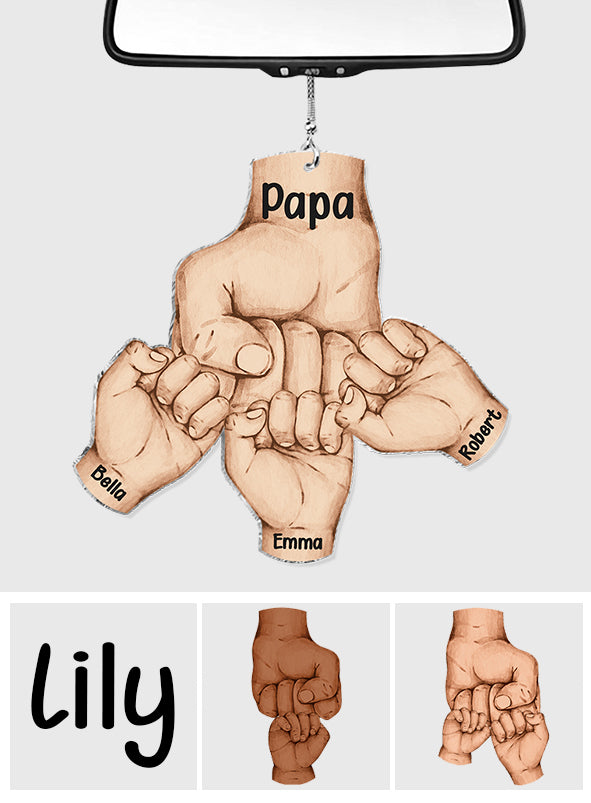 Bisous - Ornement de voiture personnalisé pour papa - Motif « Fist Bump »