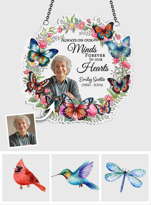 Your Wings Were Ready But Our Hearts Were Not - Personalized Memorial Window Hanging Suncatcher Ornament