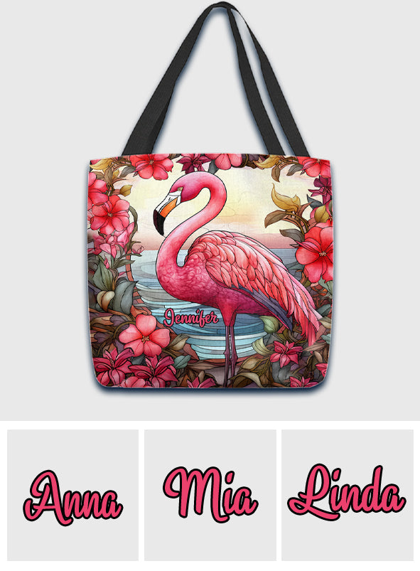 Sac fourre-tout personnalisé « J’adore les flamants roses »