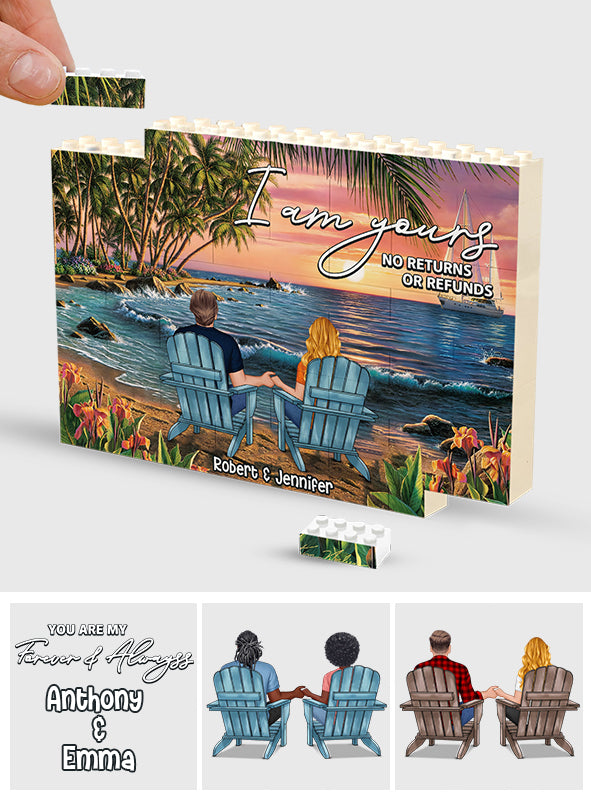 Paysage tropical de plage pour couple - Blocs de construction rectangulaires horizontaux personnalisés pour couple