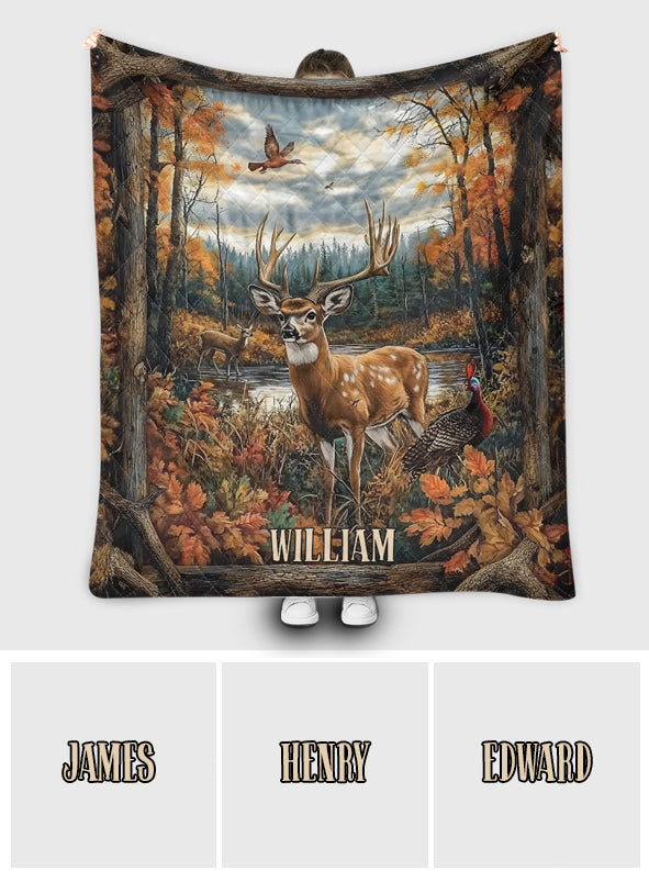 Vintage Hunting Forest - Personalized Hunting Blanket