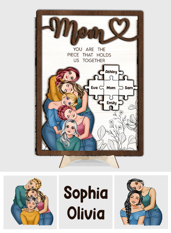 Maman, tu es le pilier de notre couple - Plaque en bois personnalisée à 2 couches « Maman »