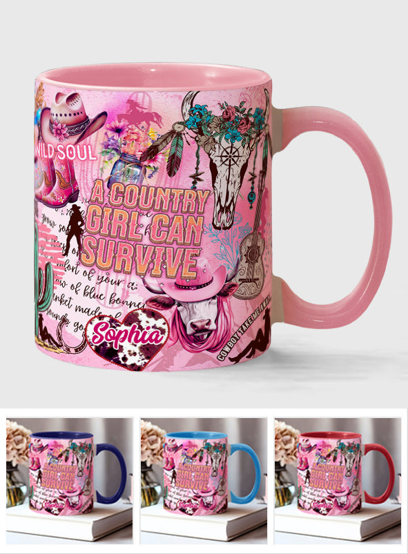 Une fille de la campagne peut survivre - Mug personnalisé « Fille de la campagne »