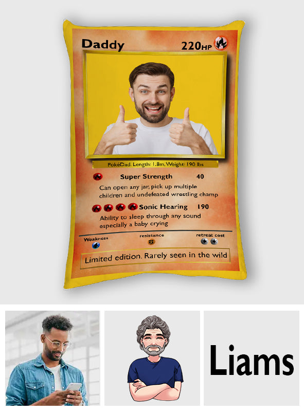 Poke Dad Best Dad Ever - Personalized Monster Trainer Shaped Pillow