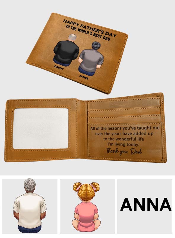 Tous les enseignements que tu m'as appris, papa - Portefeuille en cuir personnalisé pour père