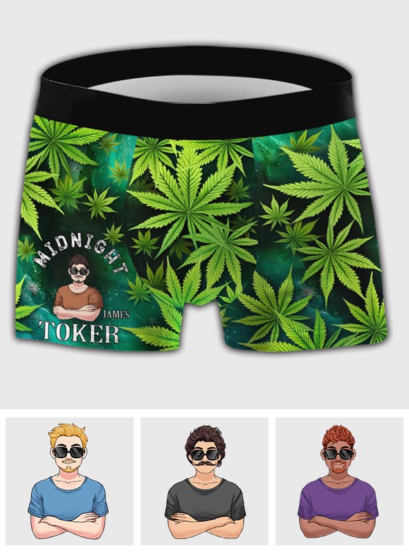 Midnight Toker - Personalized Weed Men’s Boxer Briefs