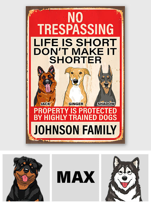 La vie est courte - Panneau métallique rectangulaire personnalisé pour chien