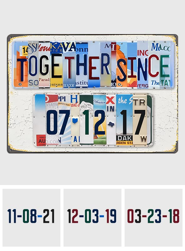 Together Since - Personalized Couple Cut Metal Sign