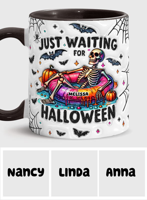Just Waiting for Halloween - Personalized Skull Accent Mug