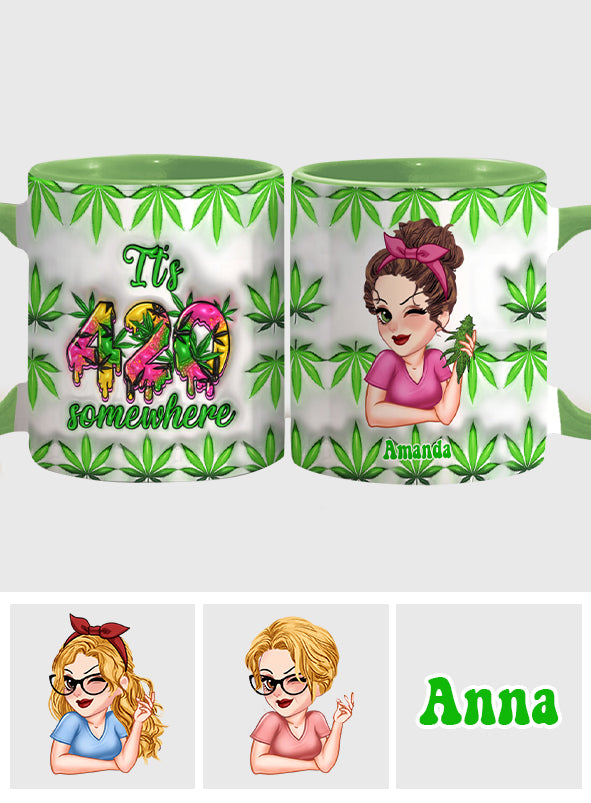 Mug personnalisé « C'est 420 quelque part » avec une touche cannabis