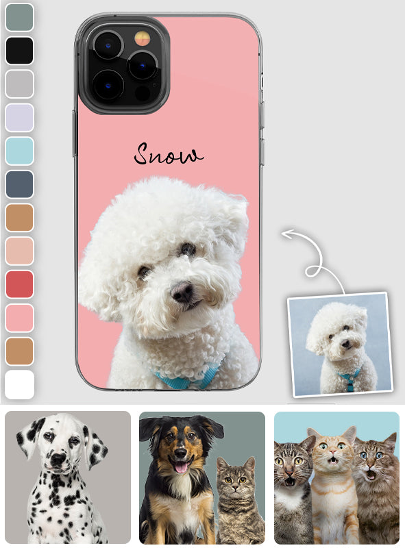 Portrait adorable de chien ou de chat - Coque de téléphone transparente personnalisée avec portrait de chien