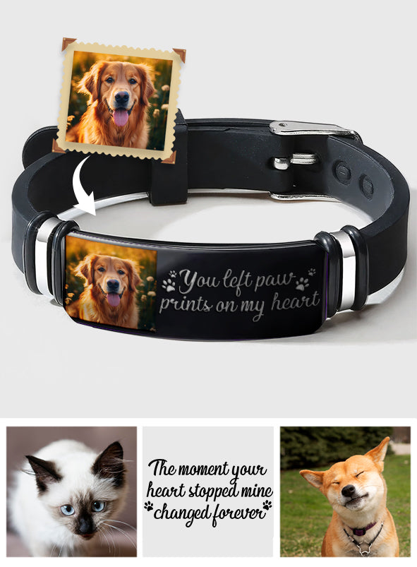 Tu as laissé des empreintes de pattes sur mon cœur - Bracelet personnalisé gravé avec un chien