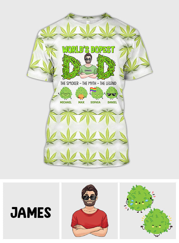 World's Dopest Dad - Personalized Weed All Over Shirt