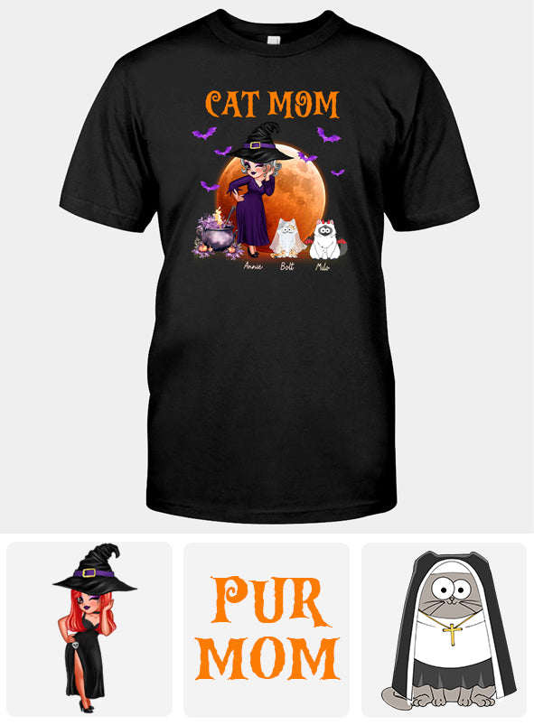 T-shirt et sweat à capuche personnalisés « Maman Chat Sorcière » - T-shirt et sweat à capuche personnalisés pour chats