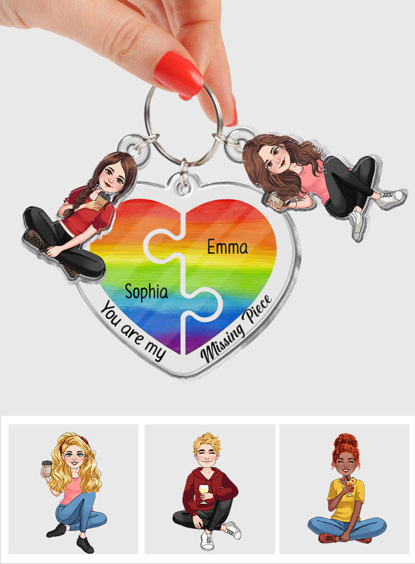 You Are My Missing Piece - Personalized LGBT Support Keychain with Charms