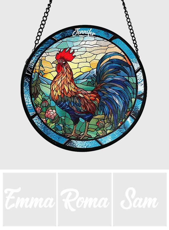 Aimez les poulets - Attrape-soleil personnalisé en vitrail avec motif de poulet
