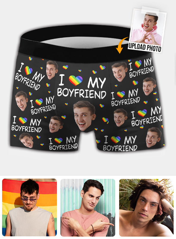 J'aime mon copain - Boxers pour hommes personnalisés de soutien LGBT