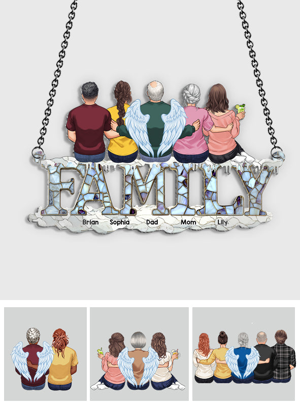 Noël en famille - Décoration attrape-soleil personnalisée à suspendre à la fenêtre