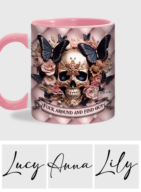 Beautiful Pink Skull - Personalized Skull Accent Mug