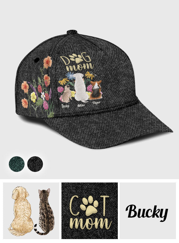 Maman de chien, Maman de chat, Maman d'animaux, Fleurs sauvages - Casquette classique personnalisée pour chien