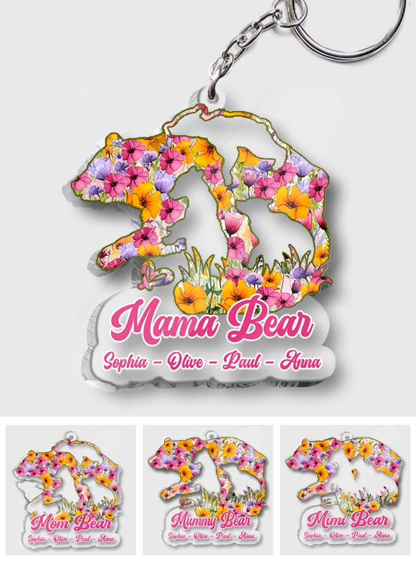 Maman Ours - Porte-clés transparent personnalisé Maman Ours