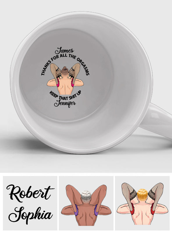 Merci pour tous les orgasmes - Mug personnalisé avec message caché pour couple