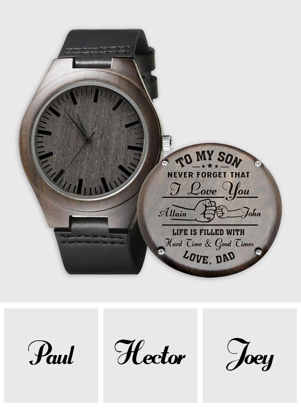 À mon fils - Montre en bois gravée personnalisée