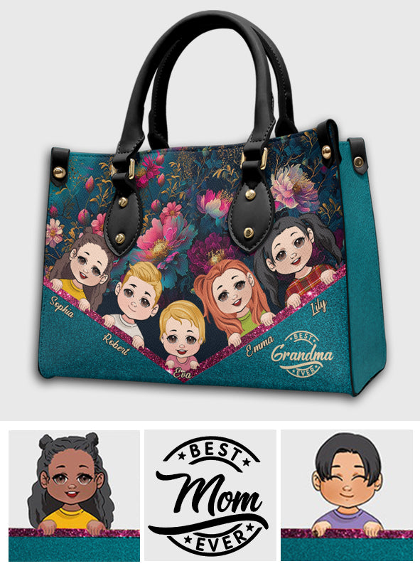 Meilleure grand-mère du monde - Sac à main en cuir personnalisé pour grand-mère