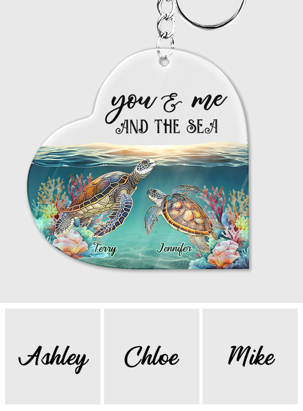 Toi, moi et la mer - Porte-clés tortue personnalisé