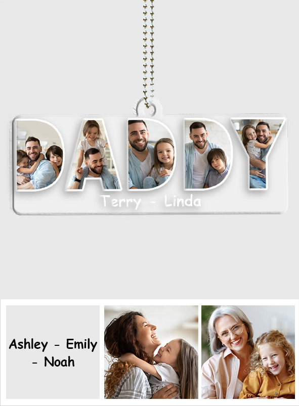 Maman/Papa/Mère/Papa... - Ornement de voiture transparent personnalisé pour maman